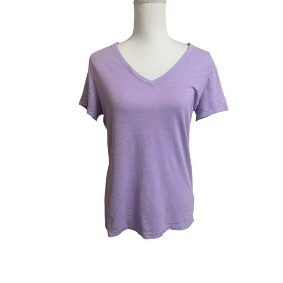 Felina Women's M V-Neck Short Sleeve Slub T-Shirt Light Purple Lavendula - Picture 1 of 8